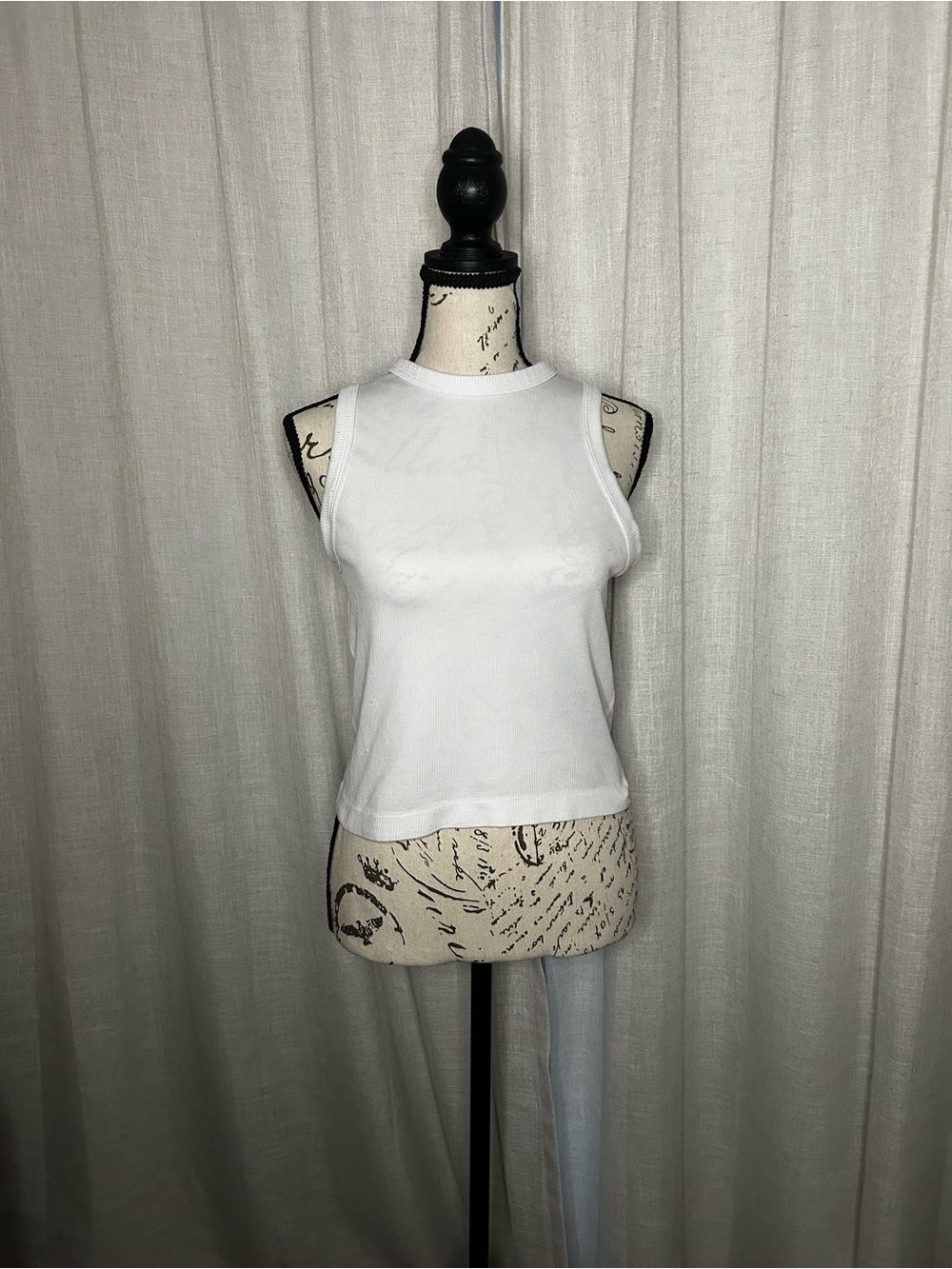 Women's Splash L/XL White Ribbed Crewneck Tank